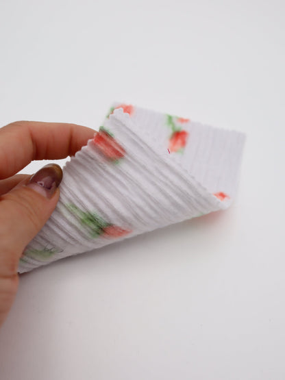 【25AW-160】小花柄プリーツ加工起毛天竺ニット　/0.5ｙあたり=～1125円