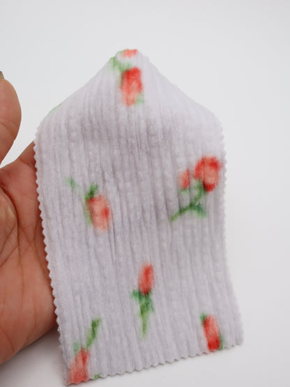 【25AW-160】小花柄プリーツ加工起毛天竺ニット　/0.5ｙあたり=～1125円