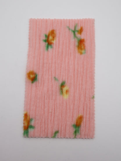 【25AW-160】小花柄プリーツ加工起毛天竺ニット　/0.5ｙあたり=～1125円