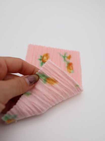 【25AW-160】小花柄プリーツ加工起毛天竺ニット　/0.5ｙあたり=～1125円