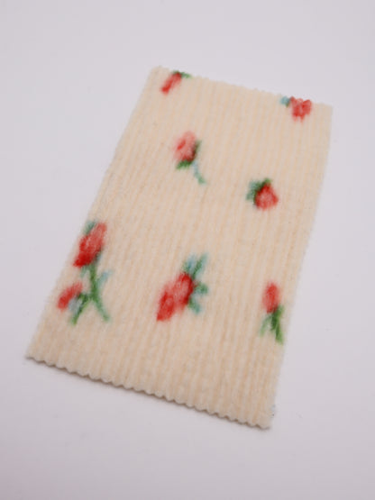 【25AW-160】小花柄プリーツ加工起毛天竺ニット　/0.5ｙあたり=～1125円