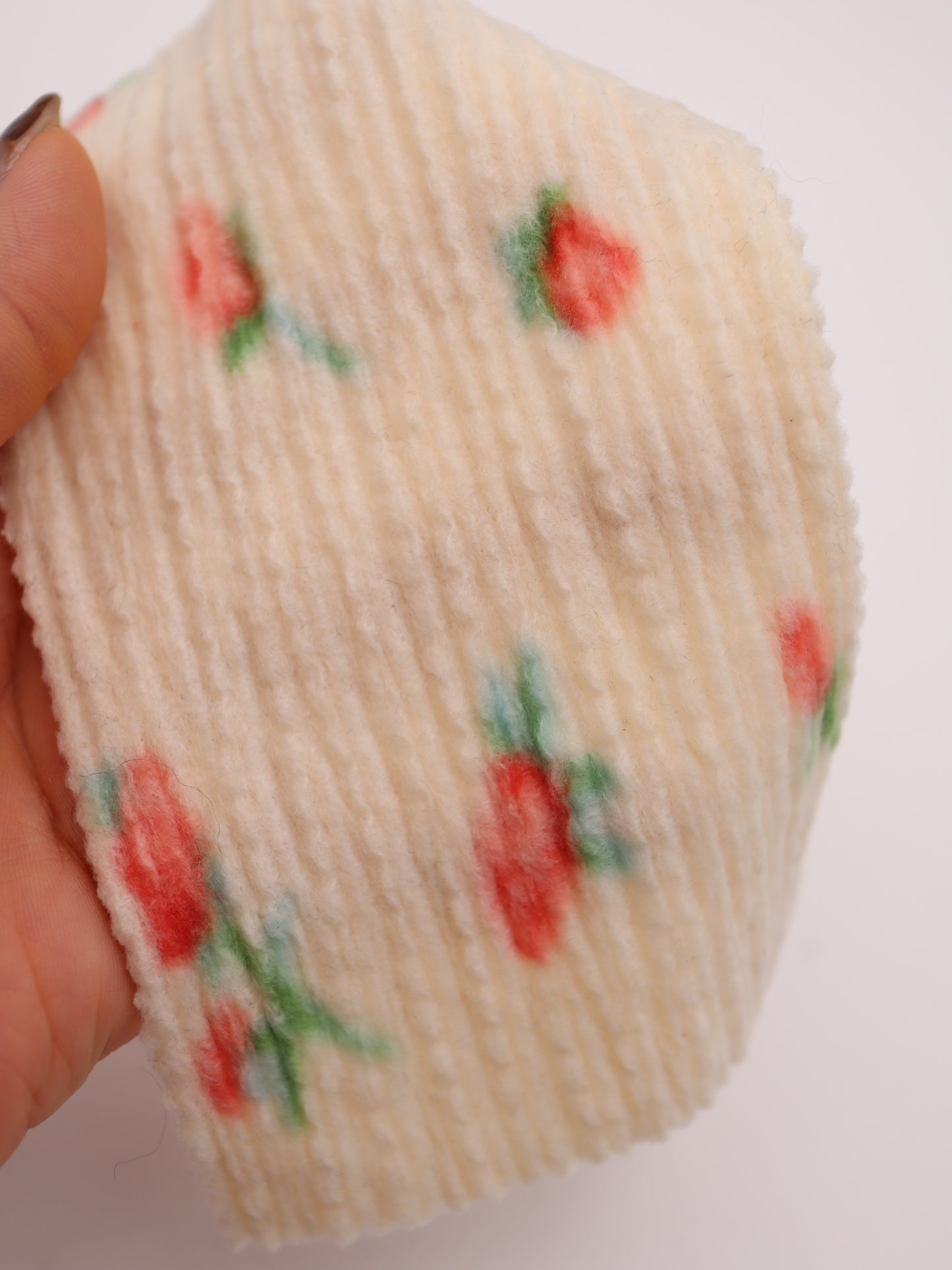 【25AW-160】小花柄プリーツ加工起毛天竺ニット　/0.5ｙあたり=～1125円