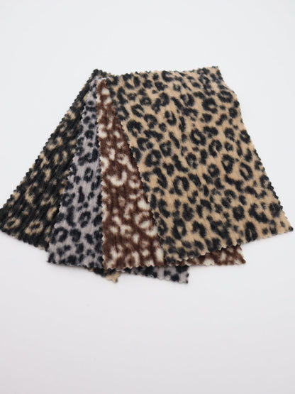 【25AW-167】プチヒョウ柄プリントランダムプリーツ加工起毛天竺ニット　/0.5ｙあたり=～1125円