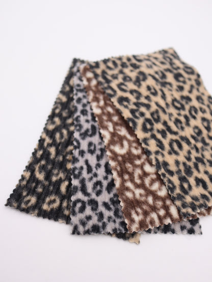 【25AW-167】プチヒョウ柄プリントランダムプリーツ加工起毛天竺ニット　/0.5ｙあたり=～1125円