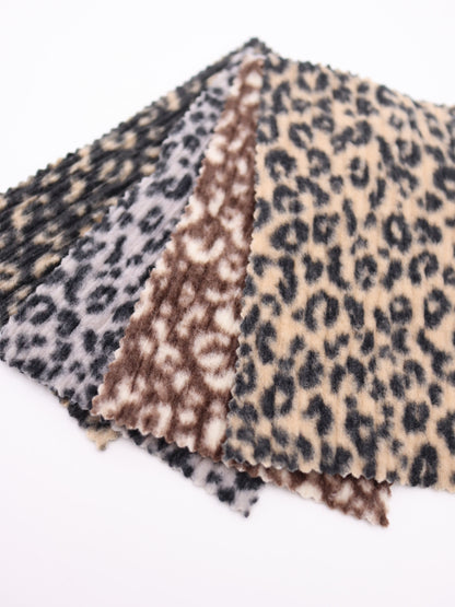 【25AW-167】プチヒョウ柄プリントランダムプリーツ加工起毛天竺ニット　/0.5ｙあたり=～1125円