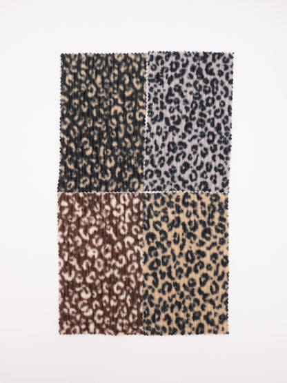 【25AW-167】プチヒョウ柄プリントランダムプリーツ加工起毛天竺ニット　/0.5ｙあたり=～1125円