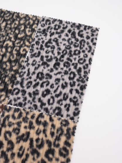 【25AW-167】プチヒョウ柄プリントランダムプリーツ加工起毛天竺ニット　/0.5ｙあたり=～1125円