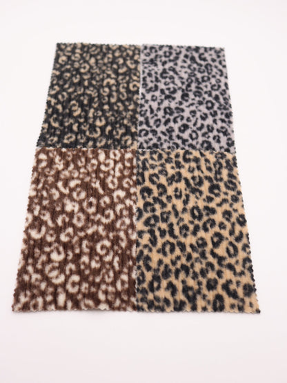 【25AW-167】プチヒョウ柄プリントランダムプリーツ加工起毛天竺ニット　/0.5ｙあたり=～1125円