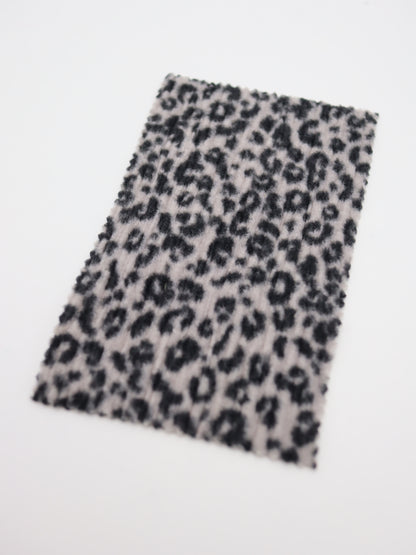 【25AW-167】プチヒョウ柄プリントランダムプリーツ加工起毛天竺ニット　/0.5ｙあたり=～1125円