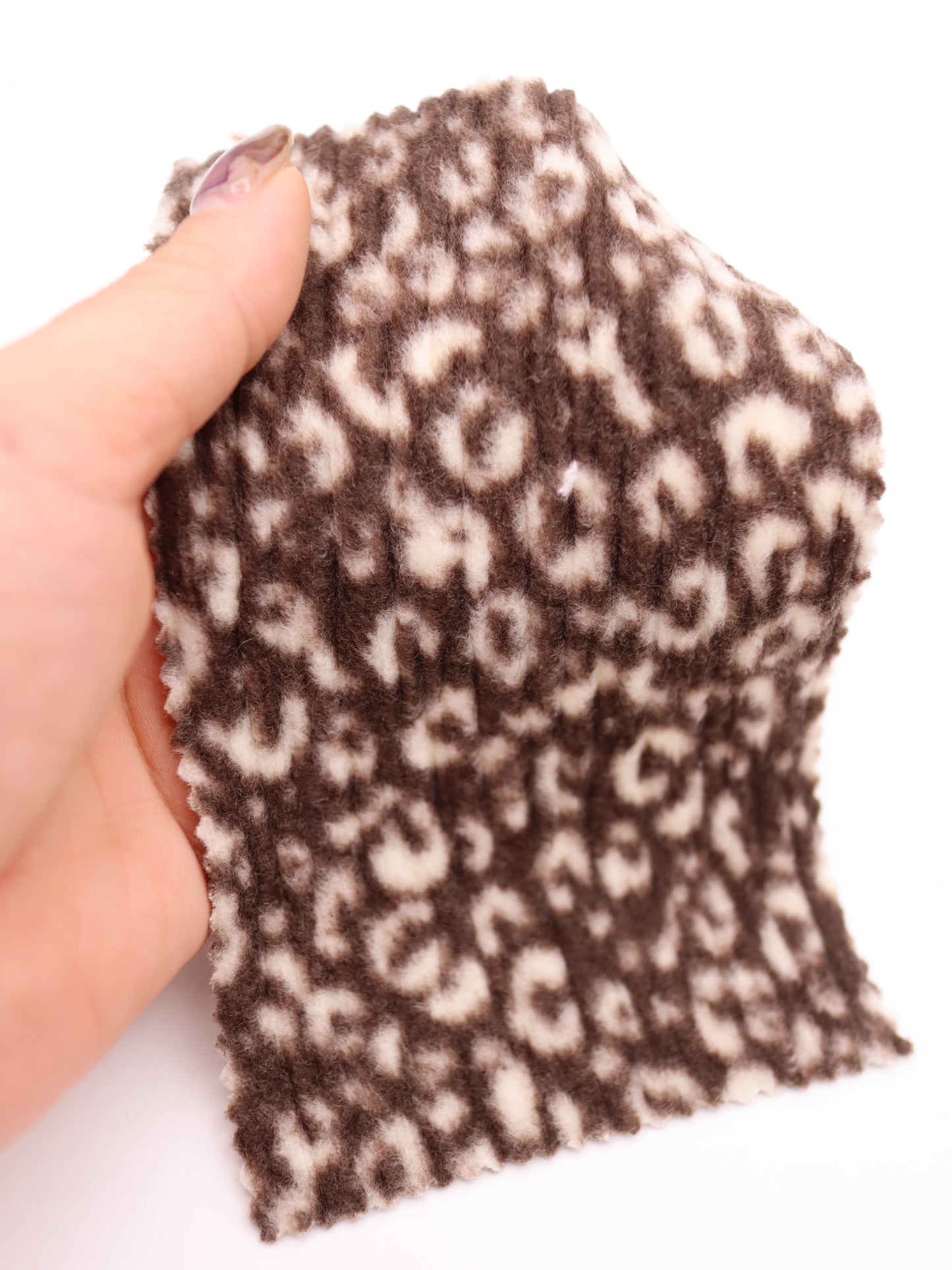 【25AW-167】プチヒョウ柄プリントランダムプリーツ加工起毛天竺ニット　/0.5ｙあたり=～1125円