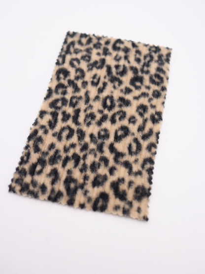 【25AW-167】プチヒョウ柄プリントランダムプリーツ加工起毛天竺ニット　/0.5ｙあたり=～1125円