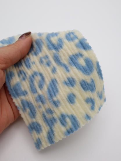 【25AW-162】ヒョウ柄プリントランダムプリーツ加工起毛天竺ニット　/0.5ｙあたり=～1125円