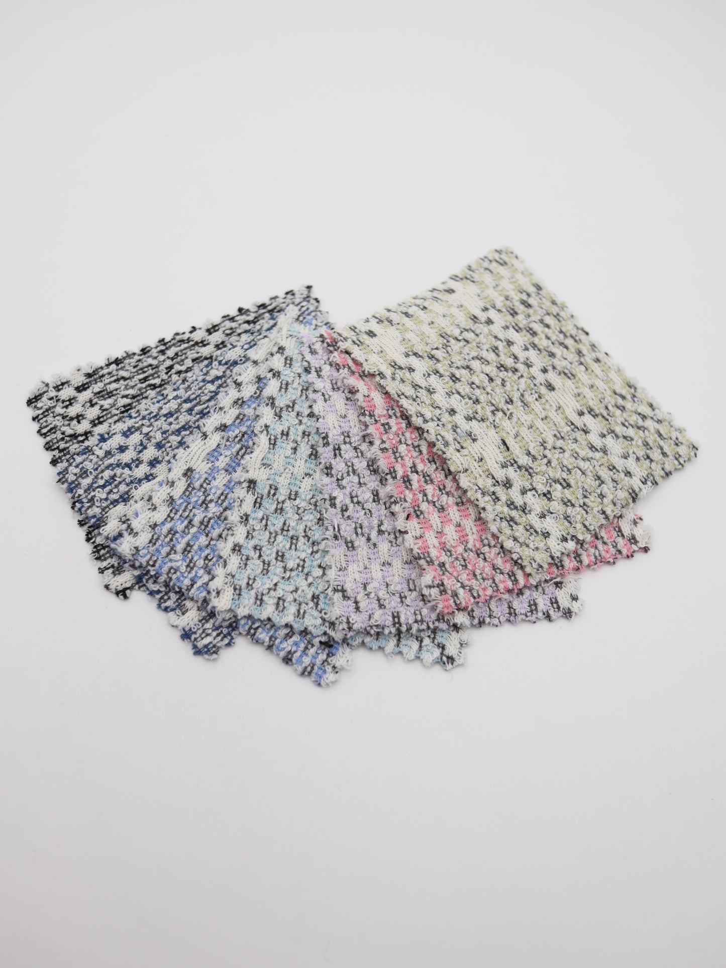 ツイード風チェック柄二重織りニット生地　ストレッチあり【26SS-072】