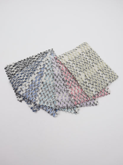 ツイード風チェック柄二重織りニット生地　ストレッチあり【26SS-072】