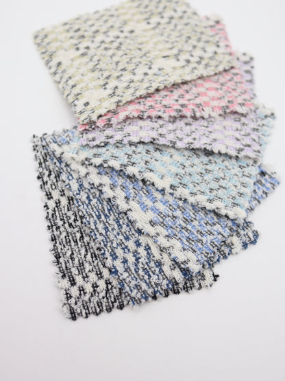 ツイード風チェック柄二重織りニット生地　ストレッチあり【26SS-072】