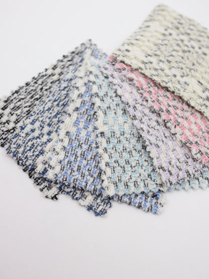 ツイード風チェック柄二重織りニット生地　ストレッチあり【26SS-072】