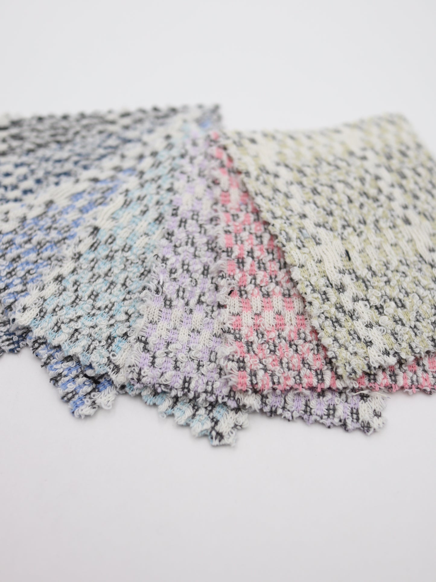 ツイード風チェック柄二重織りニット生地　ストレッチあり【26SS-072】