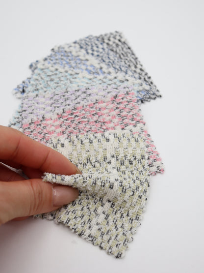 ツイード風チェック柄二重織りニット生地　ストレッチあり【26SS-072】