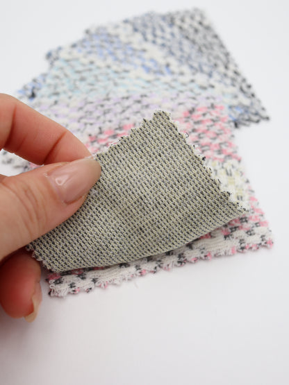 ツイード風チェック柄二重織りニット生地　ストレッチあり【26SS-072】