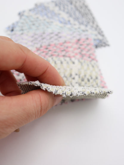 ツイード風チェック柄二重織りニット生地　ストレッチあり【26SS-072】