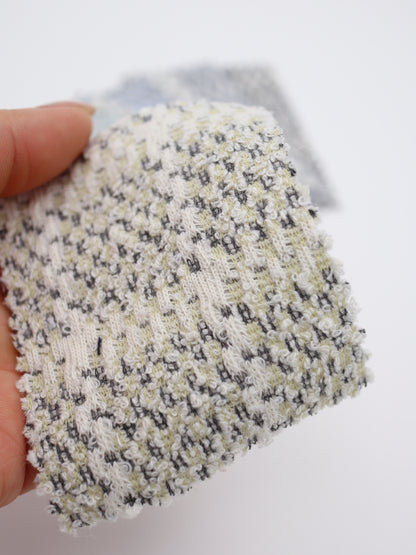 ツイード風チェック柄二重織りニット生地　ストレッチあり【26SS-072】