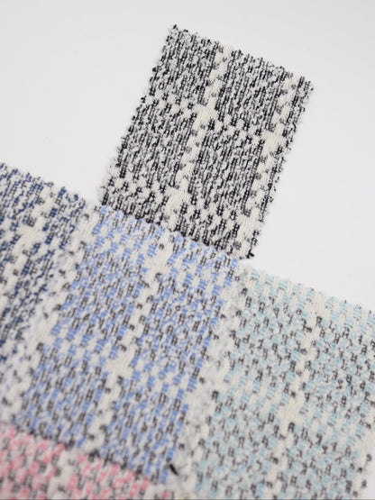 ツイード風チェック柄二重織りニット生地　ストレッチあり【26SS-072】