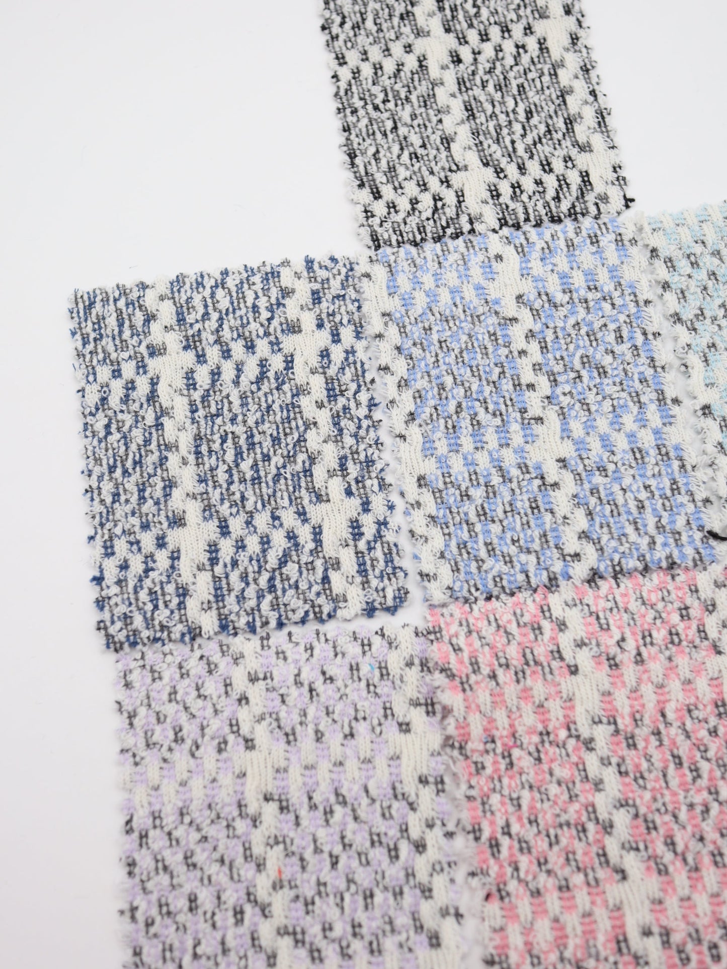 ツイード風チェック柄二重織りニット生地　ストレッチあり【26SS-072】