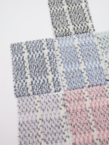 ツイード風チェック柄二重織りニット生地　ストレッチあり【26SS-072】