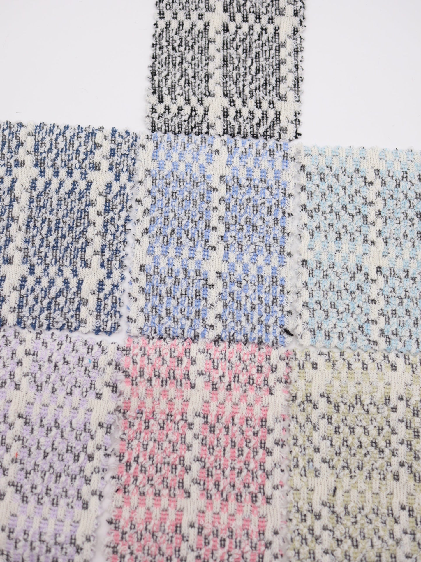 ツイード風チェック柄二重織りニット生地　ストレッチあり【26SS-072】