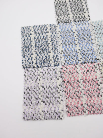 ツイード風チェック柄二重織りニット生地　ストレッチあり【26SS-072】