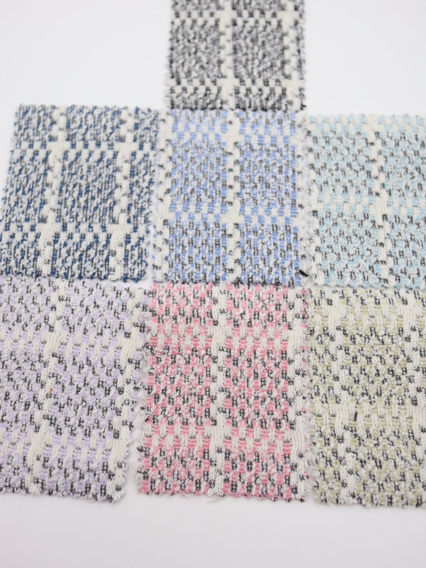 ツイード風チェック柄二重織りニット生地　ストレッチあり【26SS-072】