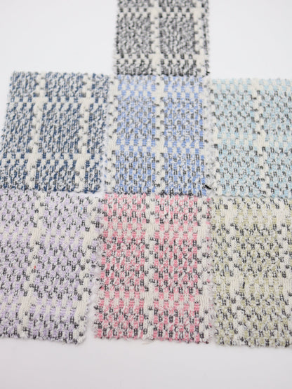 ツイード風チェック柄二重織りニット生地　ストレッチあり【26SS-072】