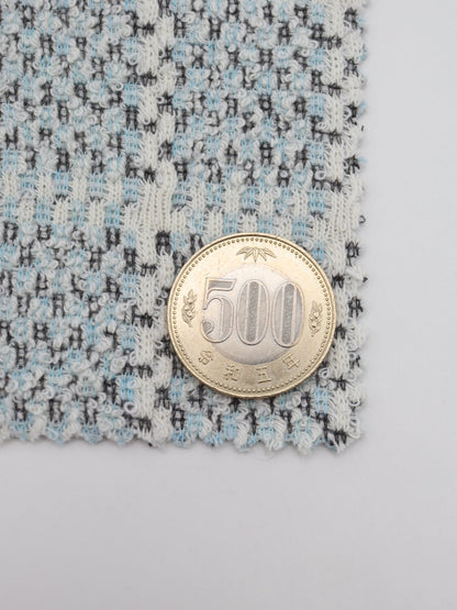 ツイード風チェック柄二重織りニット生地　ストレッチあり【26SS-072】