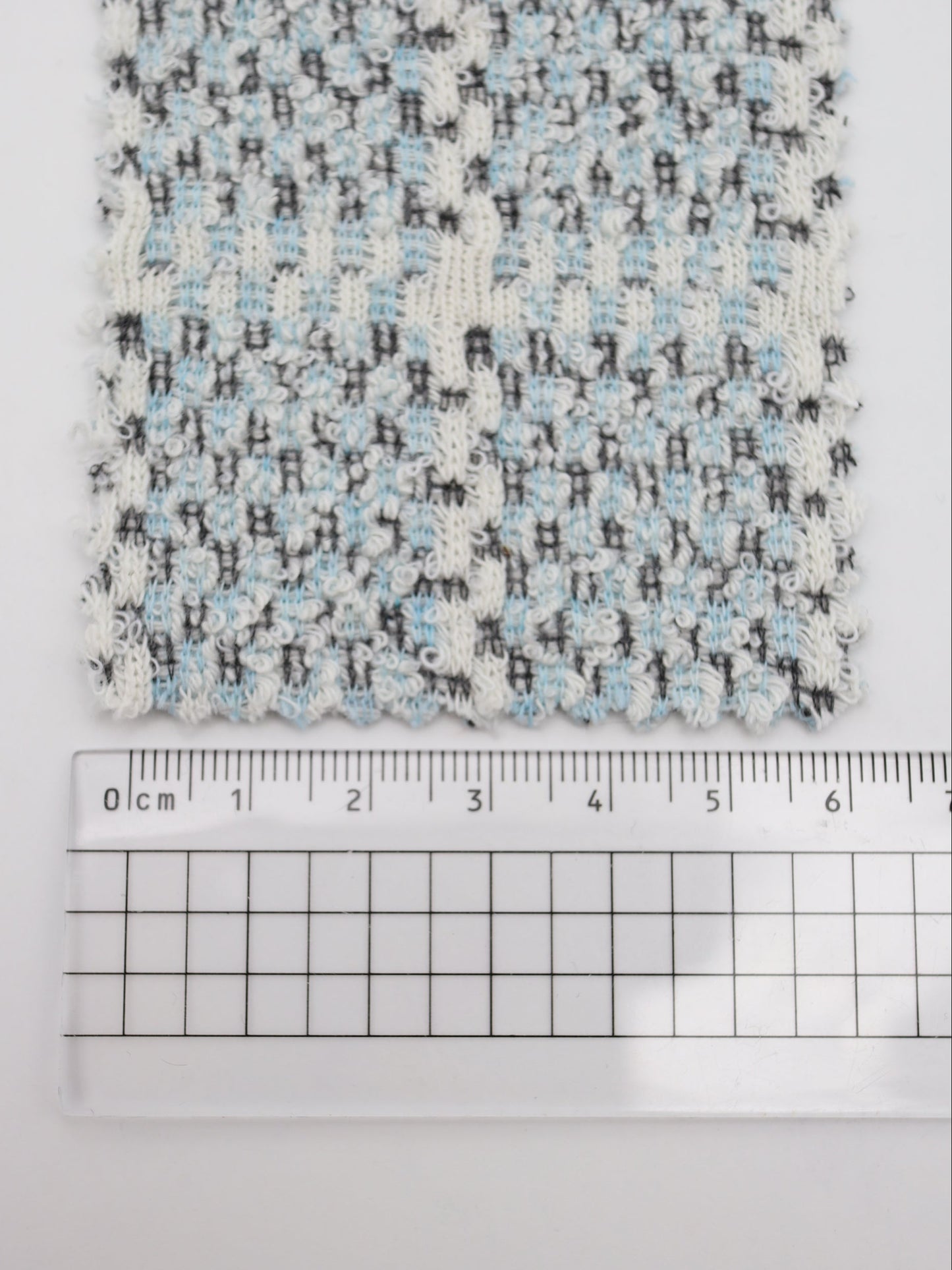 ツイード風チェック柄二重織りニット生地　ストレッチあり【26SS-072】