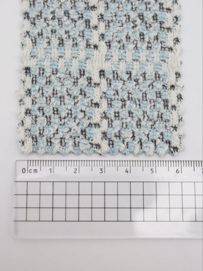 ツイード風チェック柄二重織りニット生地　ストレッチあり【26SS-072】