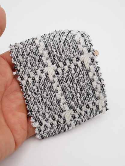 ツイード風チェック柄二重織りニット生地　ストレッチあり【26SS-072】