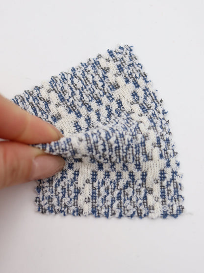 ツイード風チェック柄二重織りニット生地　ストレッチあり【26SS-072】