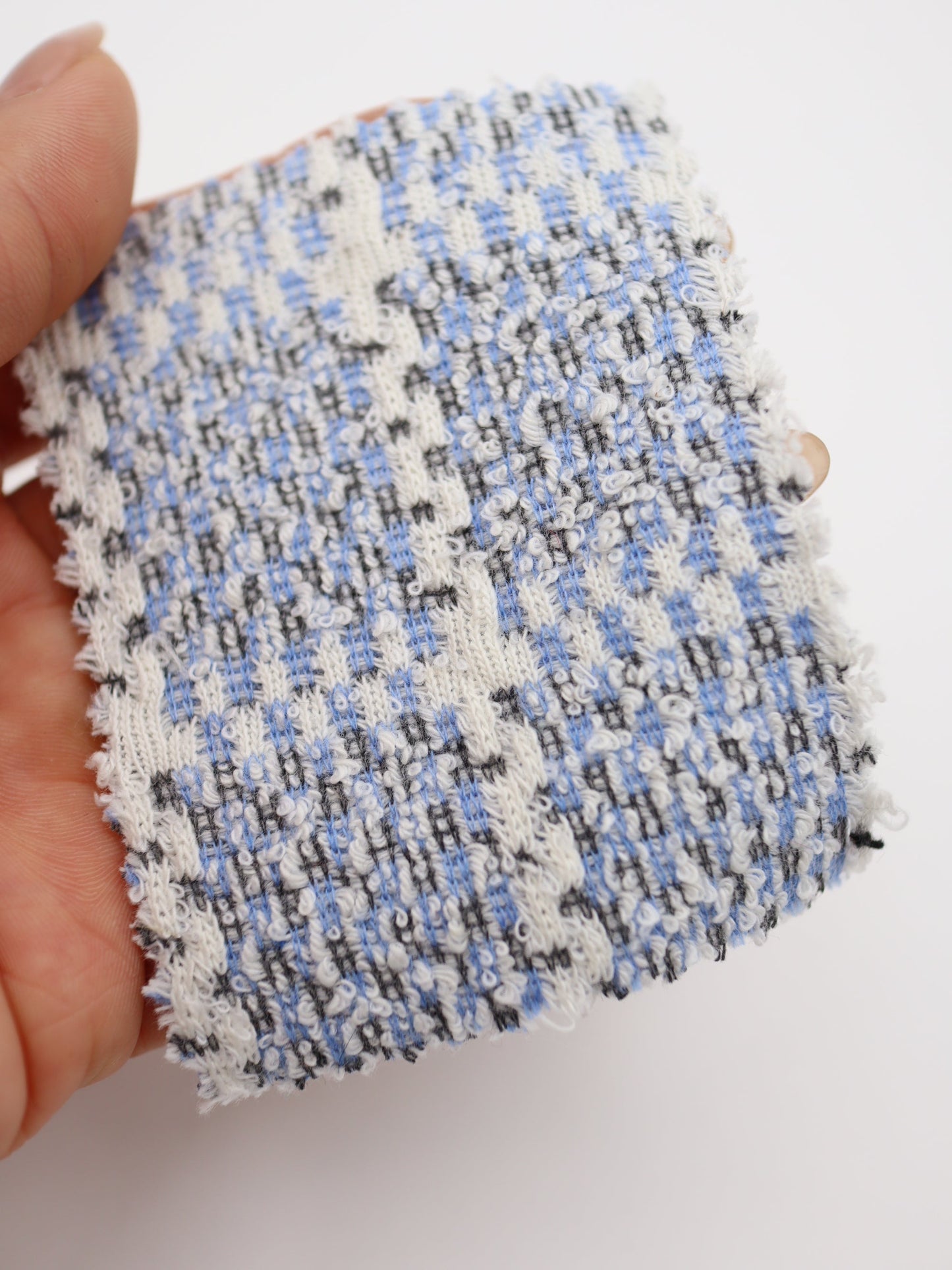 ツイード風チェック柄二重織りニット生地　ストレッチあり【26SS-072】