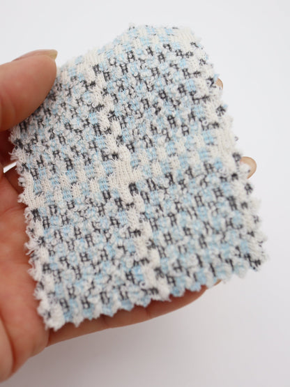 ツイード風チェック柄二重織りニット生地　ストレッチあり【26SS-072】