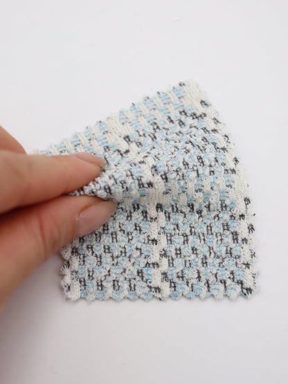 ツイード風チェック柄二重織りニット生地　ストレッチあり【26SS-072】