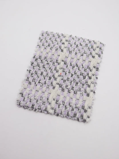 ツイード風チェック柄二重織りニット生地　ストレッチあり【26SS-072】