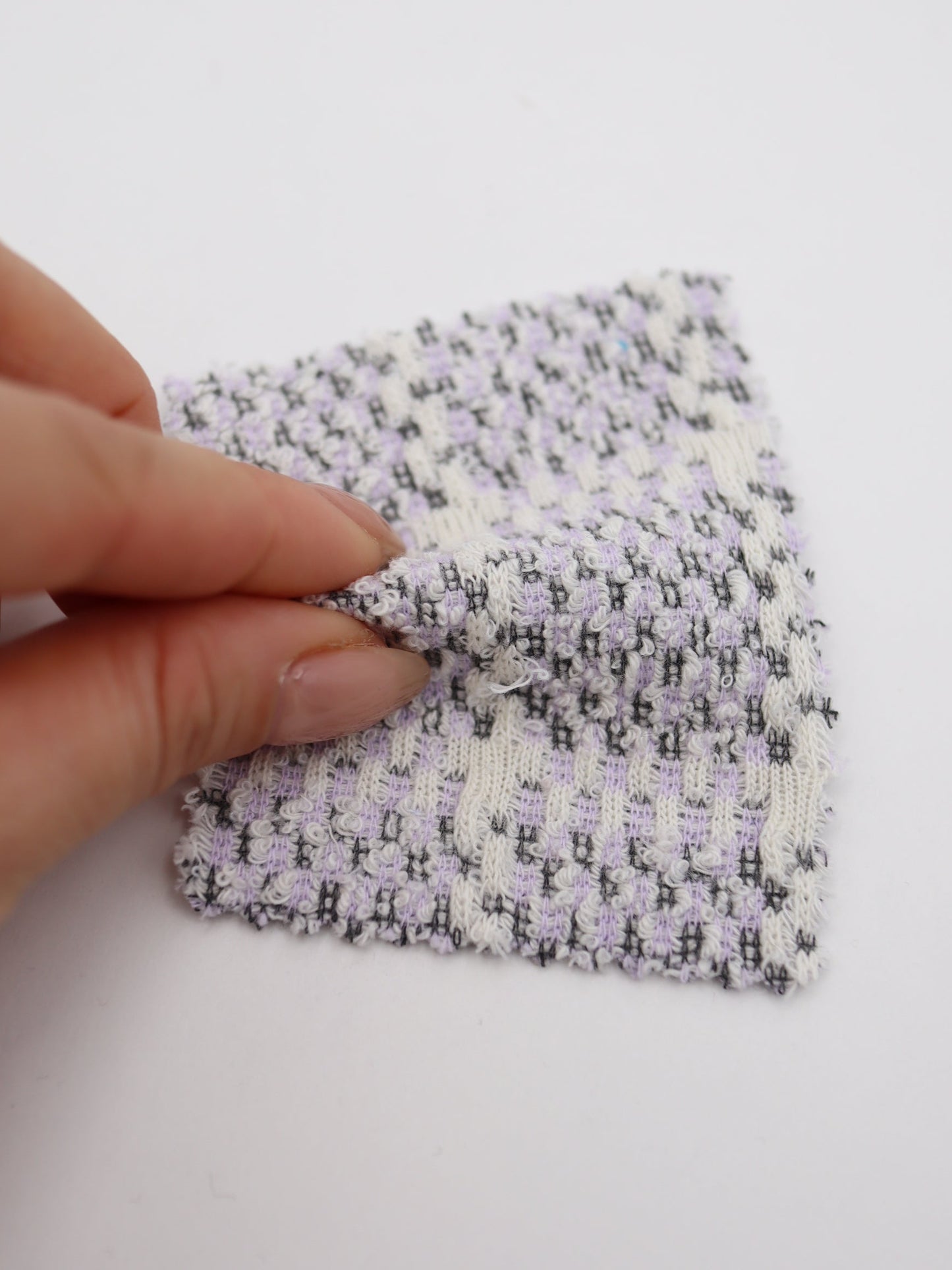 ツイード風チェック柄二重織りニット生地　ストレッチあり【26SS-072】