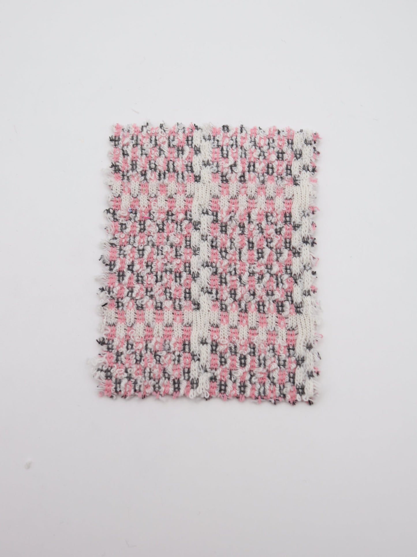 ツイード風チェック柄二重織りニット生地　ストレッチあり【26SS-072】