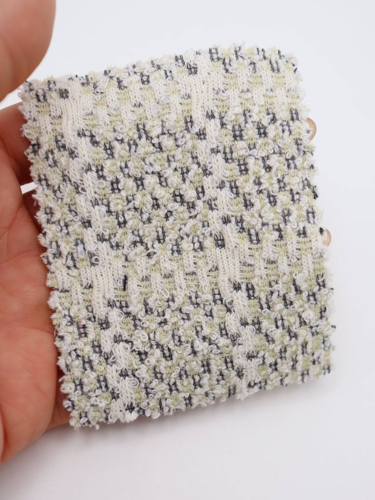 ツイード風チェック柄二重織りニット生地　ストレッチあり【26SS-072】