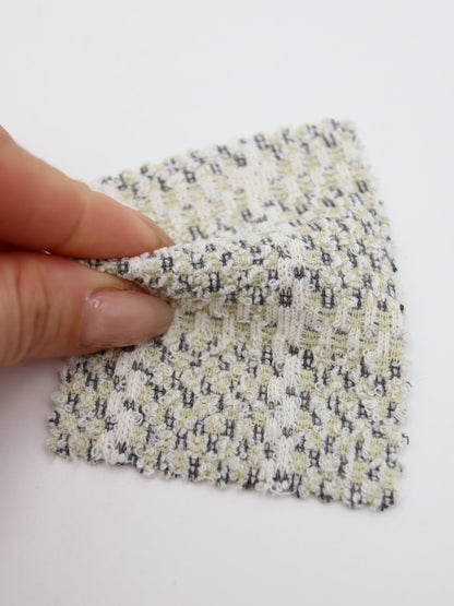 ツイード風チェック柄二重織りニット生地　ストレッチあり【26SS-072】