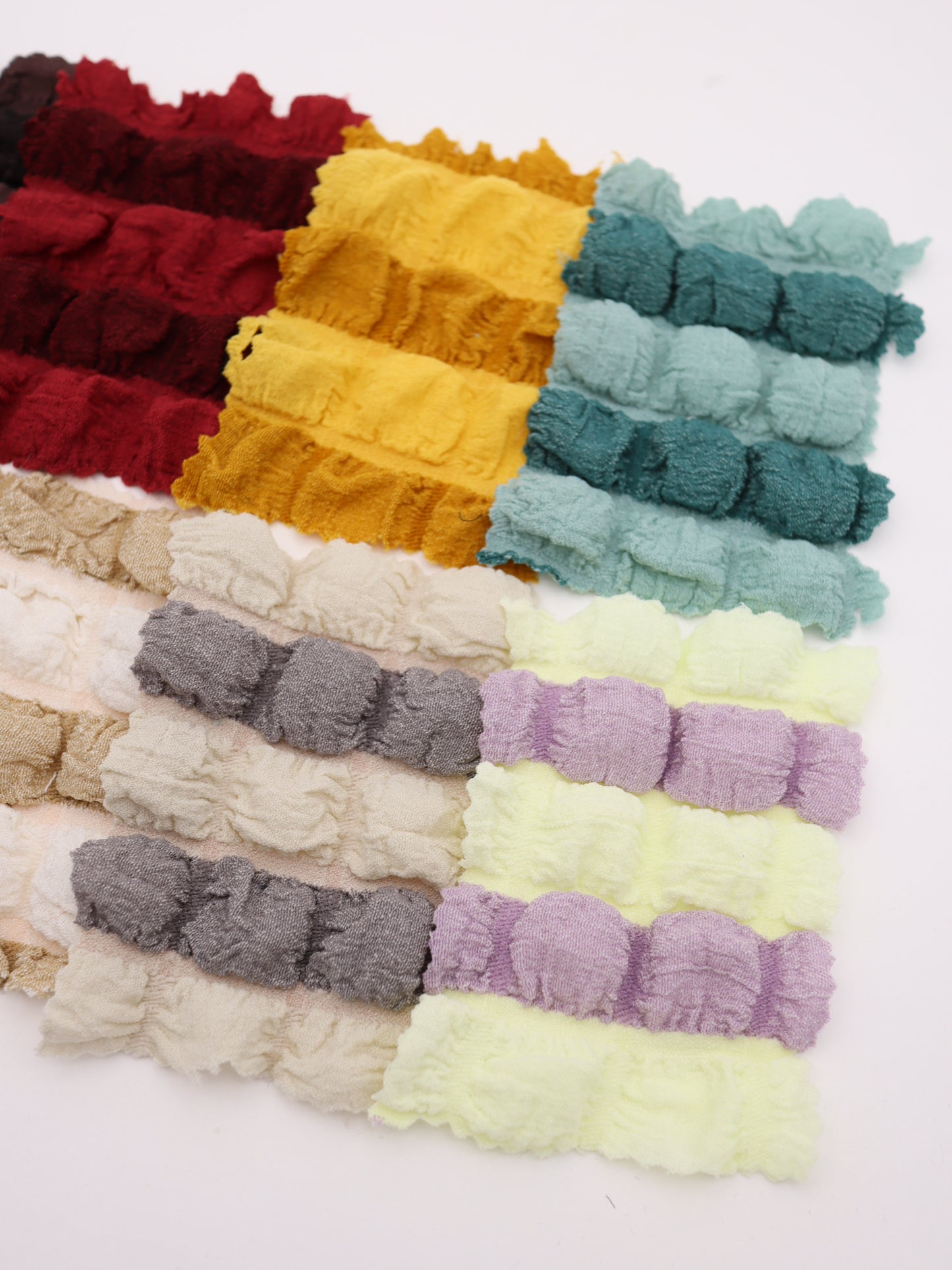 高伸縮！バイカラーボーダーぽこぽこシャーリングリップル生地｜【混率】ポリエステル95％ポリウレタン5％ 【生地幅】約147cm｜ドッグウエア・KIDSウエア・トップス・雑貨向き｜26AW-257