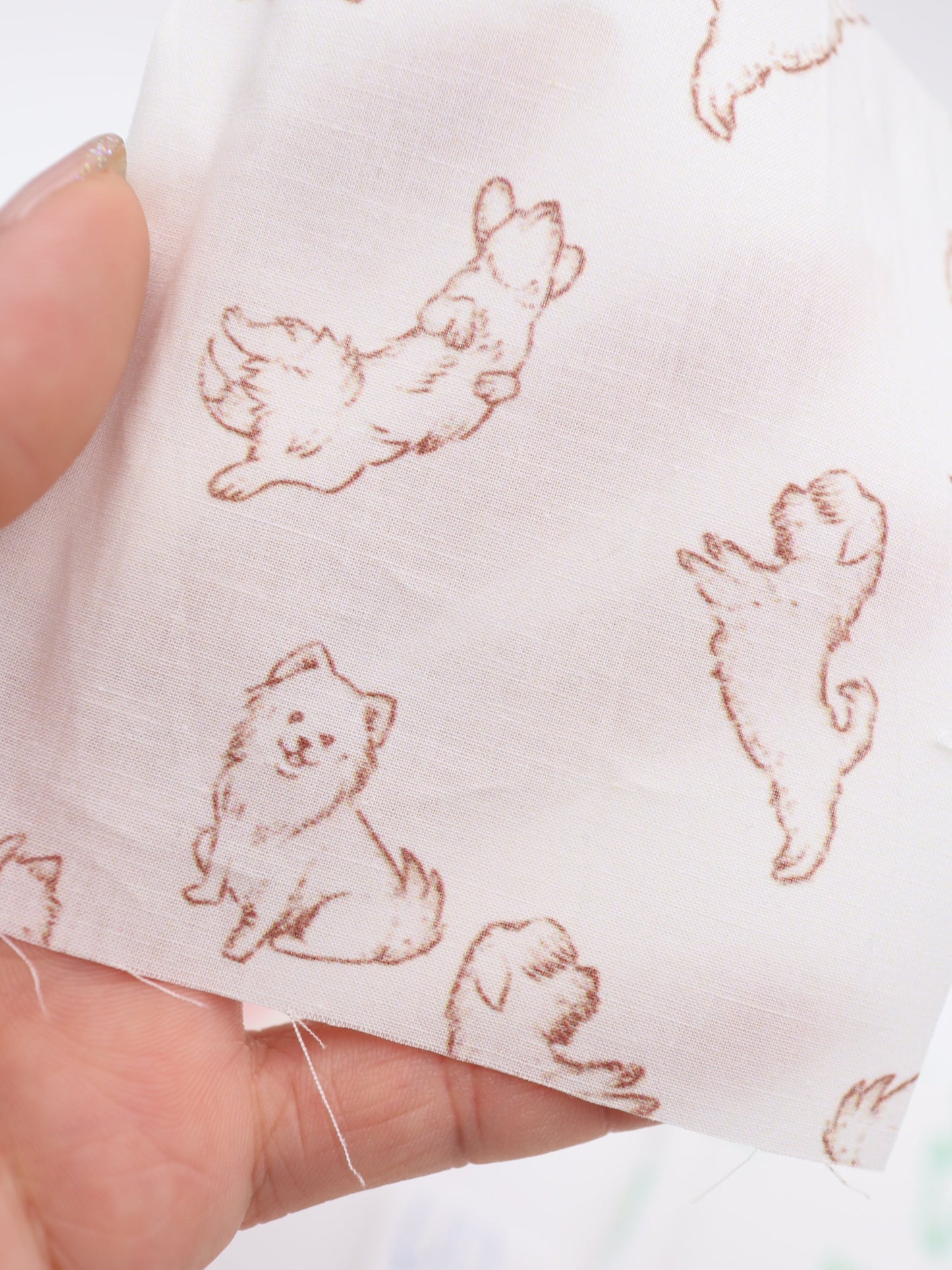 【25AW-047】ころころわんこプリント綿ローン　/0.5ｙあたり＝～810円