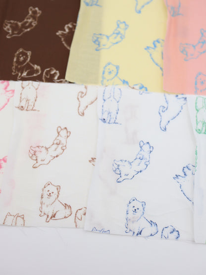 【25AW-047】ころころわんこプリント綿ローン　/0.5ｙあたり＝～810円