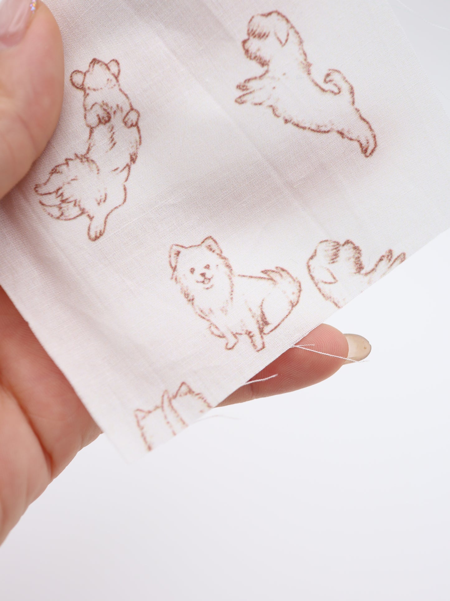 【25AW-047】ころころわんこプリント綿ローン　/0.5ｙあたり＝～810円