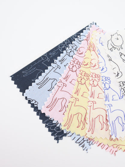 【25AW-048】線画わんちゃんプリント綿ローン　/0.5ｙあたり=～830円